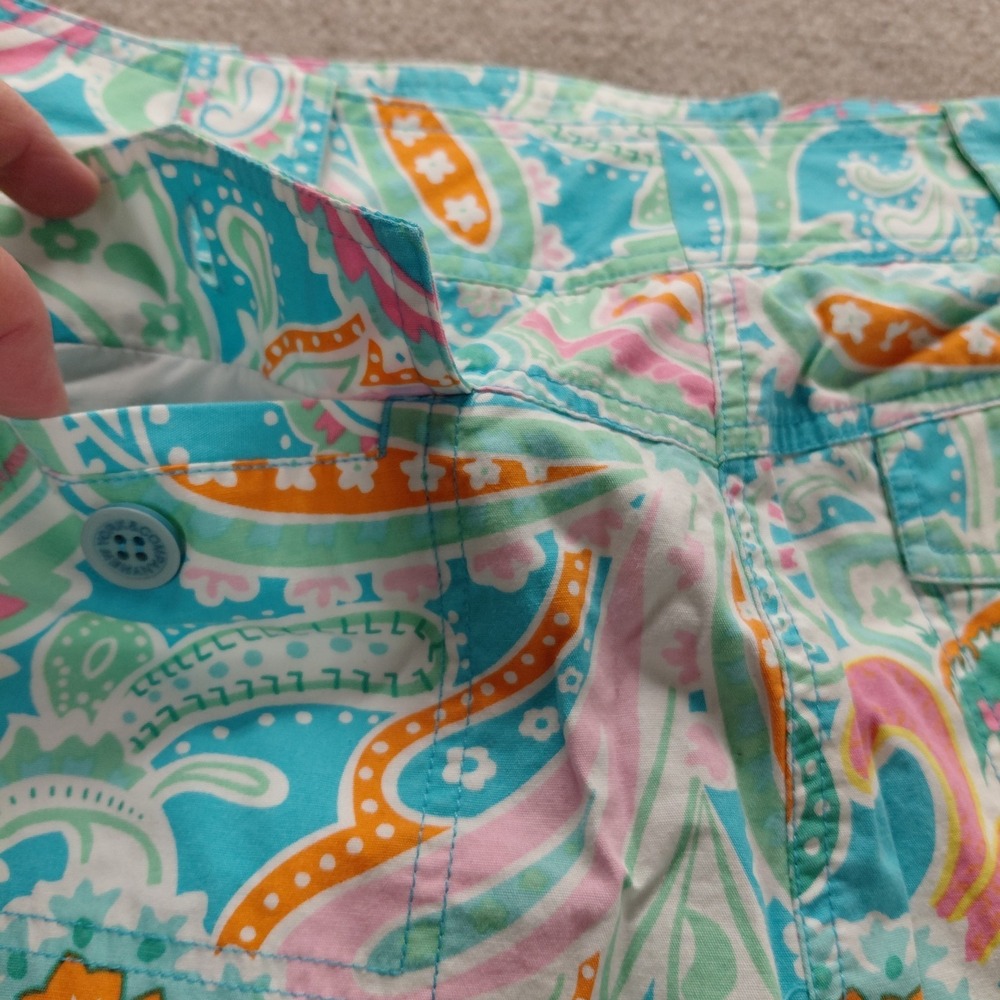 New York & Company Womens Size 12 Skort Paisley Pink Blue Green Colorful Skirt - Picture 11 of 14
